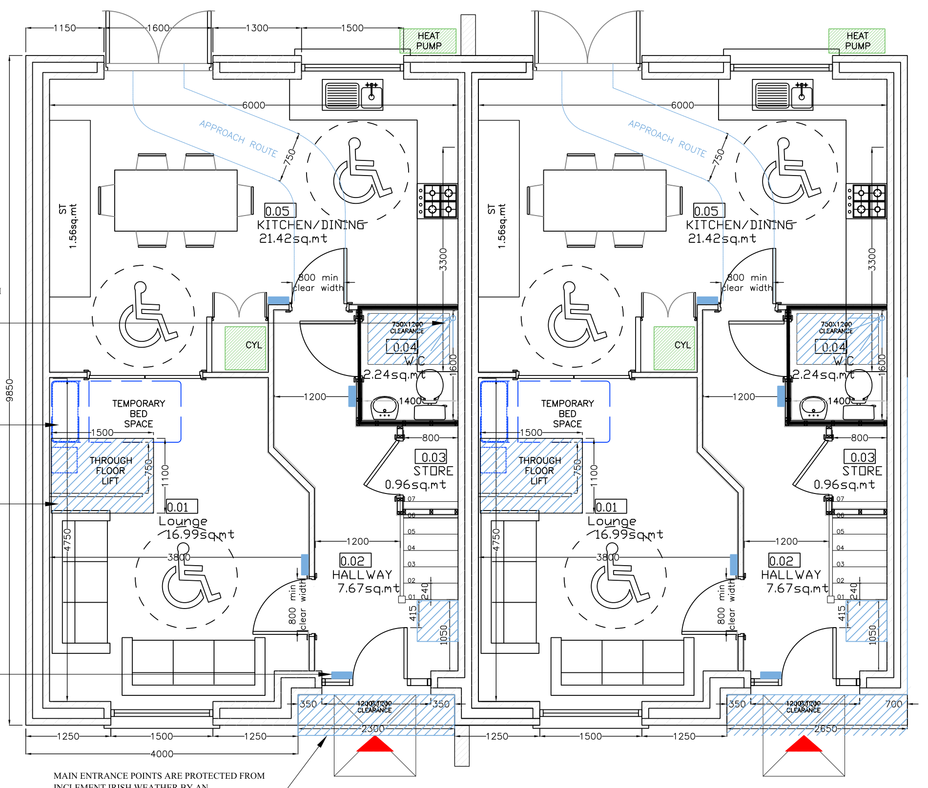 Ground floor plans for homes 20 and 21
