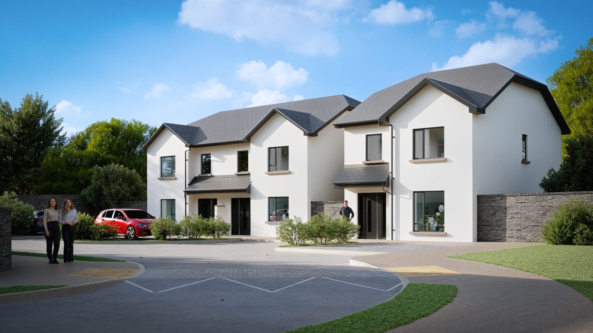 The approach to the homes — architectural visualisation
