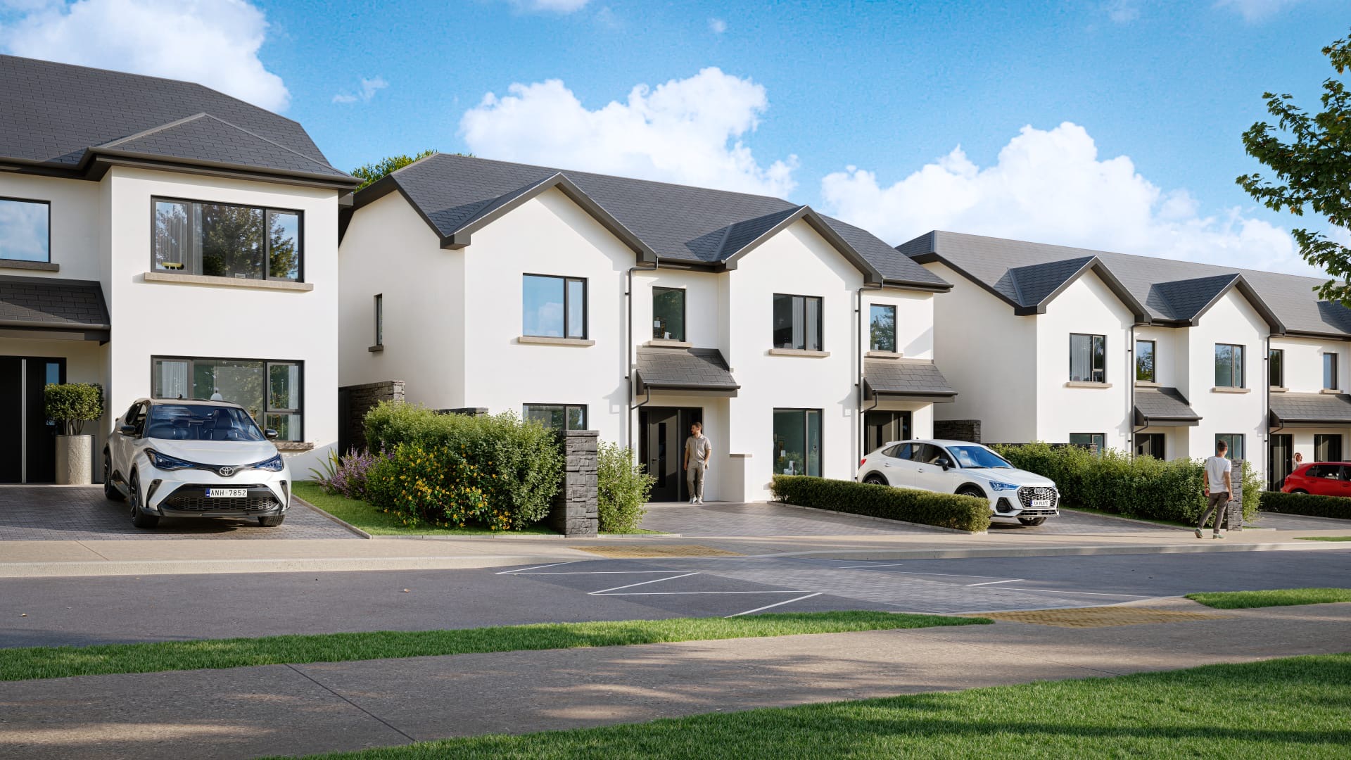 A view along the homes — architectural visualisation